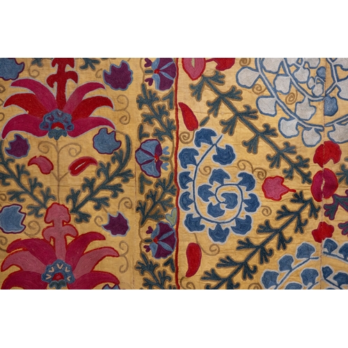 333 - An Uzbek Silk on Silk Suzani Embroidery, 19th Century.

Approximately 145 x 111cm

The embroidery in... 