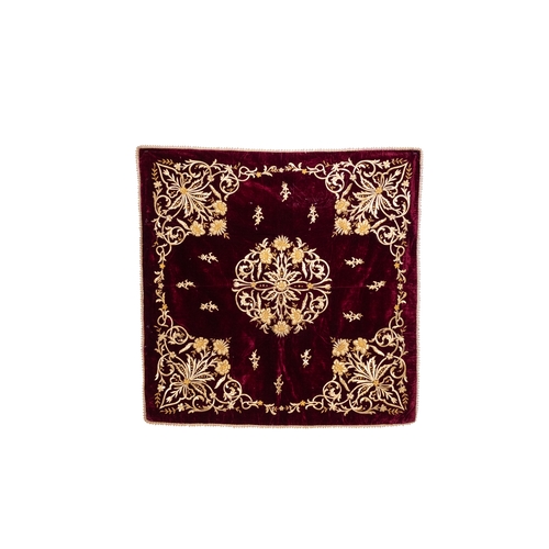 336 - An Ottoman Metal Threaded Embroidered Suzani Velvet Square Panel, 19th Century.

Approximately 89 x ... 