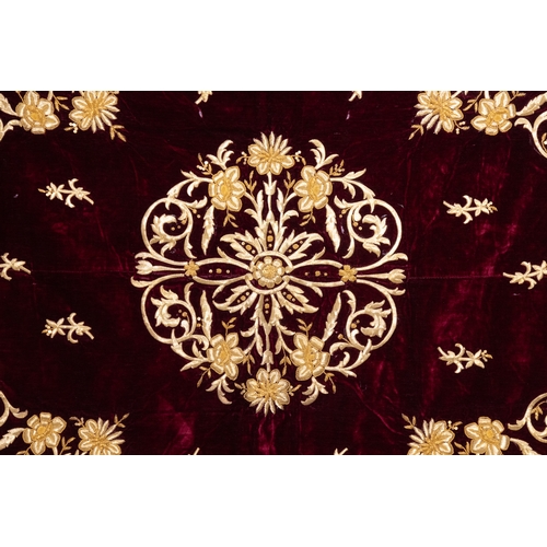 336 - An Ottoman Metal Threaded Embroidered Suzani Velvet Square Panel, 19th Century.

Approximately 89 x ... 