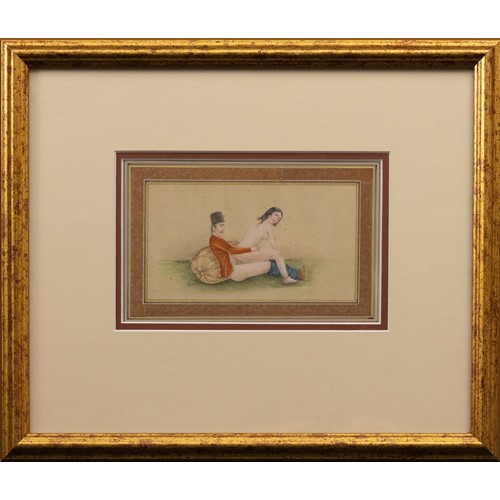 365 - **NO RESERVE**

An Indian Erotic Framed Miniature Painting.

With Frame: Approximately 32 x27cm