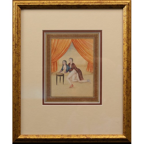 366 - **NO RESERVE**

An Indian Erotic Framed Miniature Painting.

With Frame: Approximately 32 x27cm