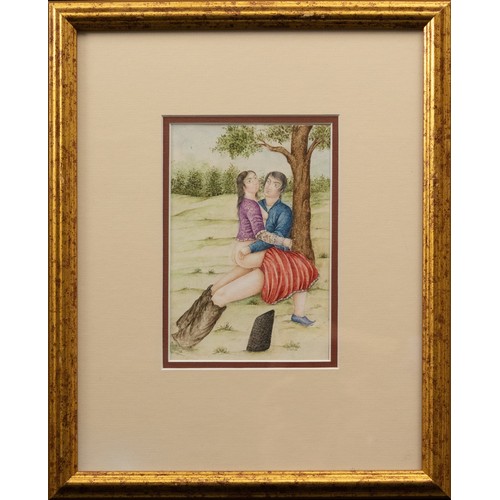 367 - **NO RESERVE**

An Indian Erotic Framed Miniature Painting.

With Frame: Approximately 32 x27cm