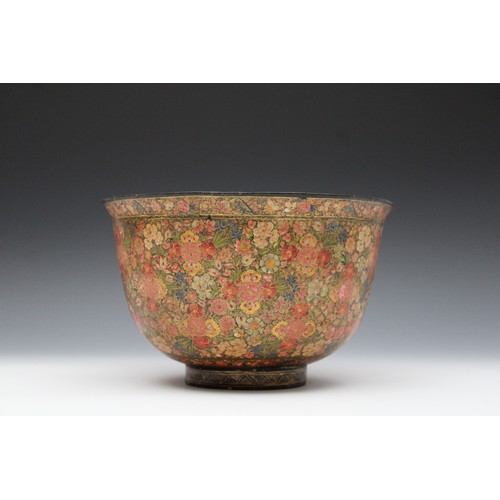 146 - A Rare Indian Kashmiri Papier-Mâché Floral Bowl, Circa 1920s.

The bowl displays the traditional Kas... 