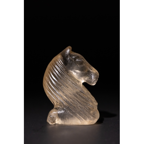 94 - An Islamic Carved Rock Crystal Chess Piece in the Shape of a Horse Head, Possibly a Knight, 10th-12t... 