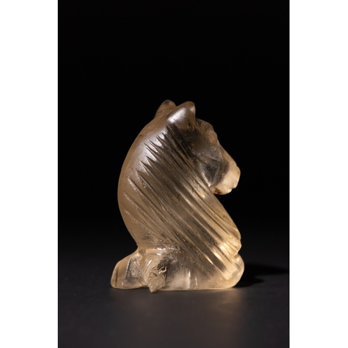 94 - An Islamic Carved Rock Crystal Chess Piece in the Shape of a Horse Head, Possibly a Knight, 10th-12t... 