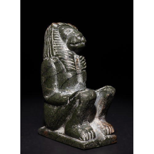 6 - An Egyptian Lioness Statue of Goddess Sekhmet in Green Stone, Possibly Ancient.

This finely carved ... 