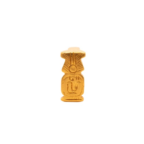 15 - An Egyptian Solid Gold Ring with Hieroglyphic Motif.

The ring features a solid band with engraved h... 