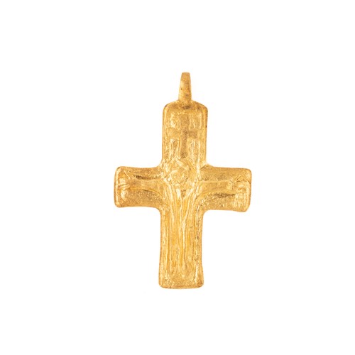 23 - A Late Byzantine Gold Cross Pendant with Crucifixion Motif, 14th Century or Later.

A late Byzantine... 