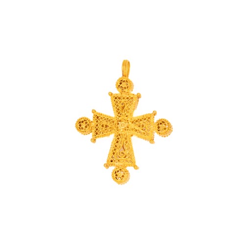 26 - An Early Byzantine Gold Cross Pendant with Garnet and Filigree Work, 2nd Century or Later.

This Ear... 