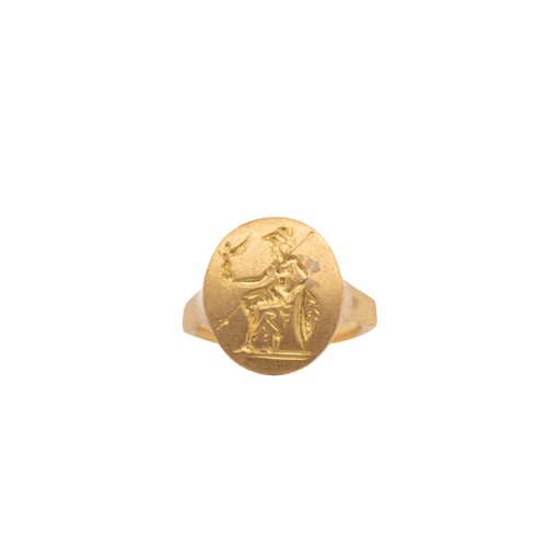 40 - A Roman Solid Gold Ring Possibly Representing Mars or Ares.

This Roman solid gold ring features a c... 