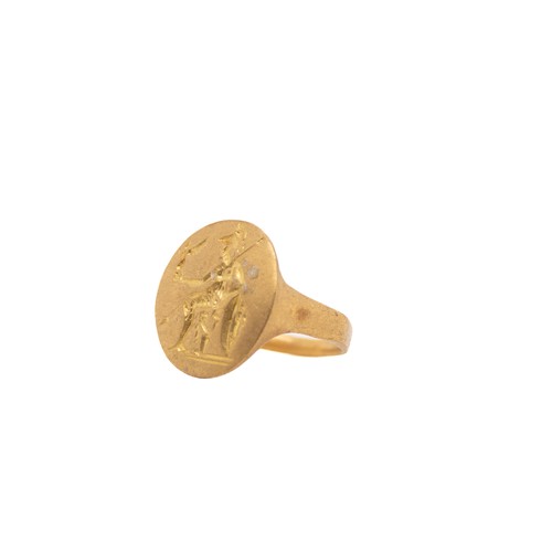 40 - A Roman Solid Gold Ring Possibly Representing Mars or Ares.

This Roman solid gold ring features a c... 