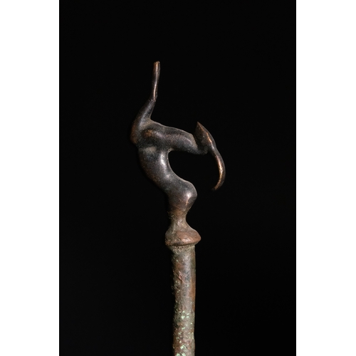 120 - An Islamic Bronze Kohl Container and Applicator Stand, 16th-17th Century.

This piece features a tri... 