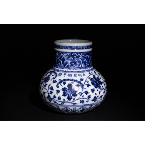 89 - A Chinese Blue and White Porcelain jug with Floral Motifs.

A Chinese porcelain jug adorned with int... 