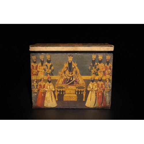 40 - **NO RESERVE**

A Persian Wooden Box Depicting British and Iranian Officials, Mid-20th Century.

A p... 