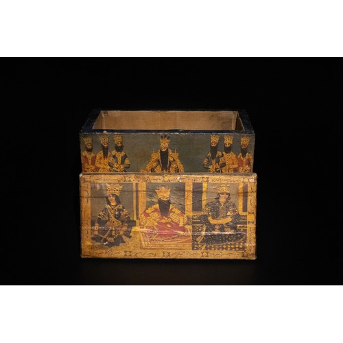 40 - **NO RESERVE**

A Persian Wooden Box Depicting British and Iranian Officials, Mid-20th Century.

A p... 