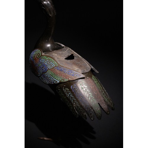 313 - **NO RESERVE**

A Japanese Cloisonné Bronze Censor in the Form of a Bird.

A Japanese bronze censor ... 