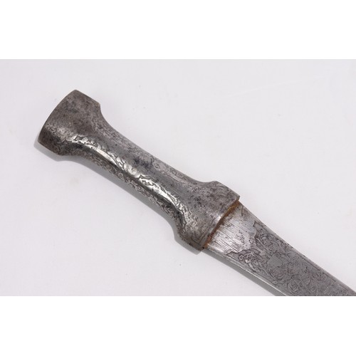 53 - **NO RESERVE**

A Persian Iron Dagger with Islamic Calligraphy and Floral Engraving.

A Persian dagg... 