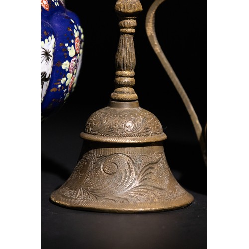 320 - **NO RESERVE**

A Lot of Three Decorative Items: A Blue Lidded Bowl, a Brass Ewer, and a Gilt Bronze... 