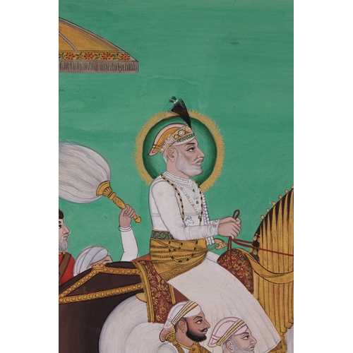 205 - An Indian Painting of Maharana Sarup Singh in procession with attendants on foot, India, Circa 1950.... 
