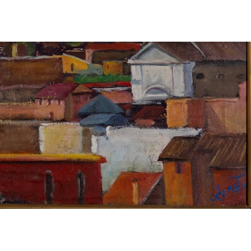 68 - A Panoramic Cityscape of Rome with Domes and Rooftops, 1998, Signed Lower Right.

An oil painting on... 