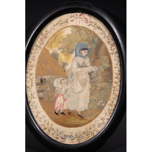 69 - A Georgian Silk-on-Silk Embroidery Depicting a Rural Mother and Child, Early 19th-Century.

An early... 