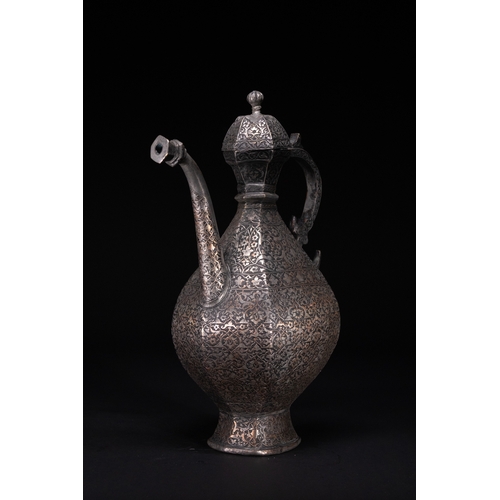 37 - A Safavid Tinned Copper Ewer with Basin, 17th Century.

This Safavid set comprises a tinned copper e... 
