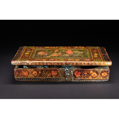 48 - A Qajar Lacquered Merchant’s Scale Box Signed by Hashim of Isfahan, 19th Century.

A richly decorate... 
