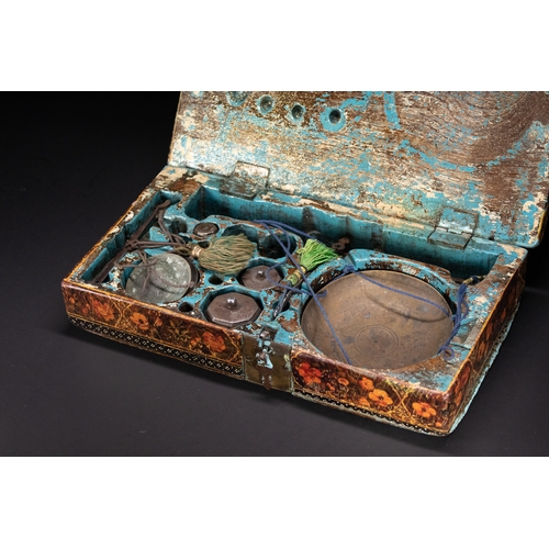 48 - A Qajar Lacquered Merchant’s Scale Box Signed by Hashim of Isfahan, 19th Century.

A richly decorate... 