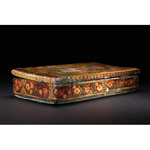 48 - A Qajar Lacquered Merchant’s Scale Box Signed by Hashim of Isfahan, 19th Century.

A richly decorate... 