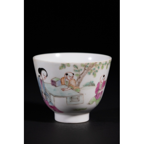 309 - A Chinese Famille Rose Porcelain 'Figure Story' Cup, Tongzhi Mark - A Chinese Famille Rose porcelain... 