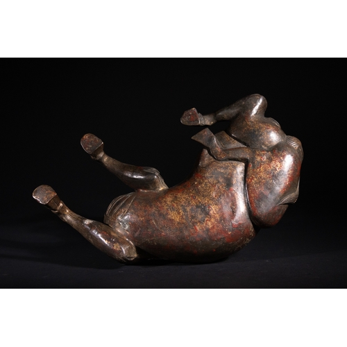 318 - A Chinese Gilt-Bronze 'Qilin' Censer, 19th Century - A cast bronze vessel sculpted in the form of a ... 