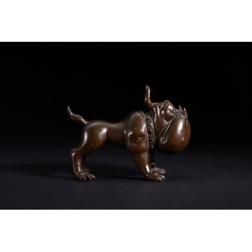 483 - A Japanese Bronze Bulldog Figure with Collar and Bell.

A solid bronze figure modelled as a standing... 