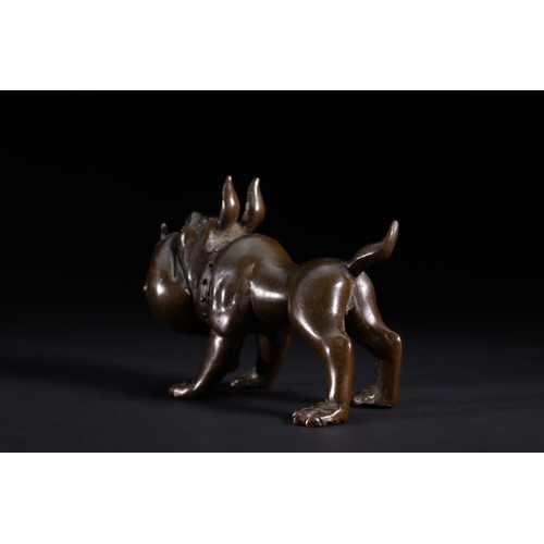 483 - A Japanese Bronze Bulldog Figure with Collar and Bell.

A solid bronze figure modelled as a standing... 
