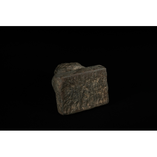 330 - A Chinese Carved Stone Guardian Lion (Foo Dog), Tang or Song Dynasty - A dark, patinated sculpture d... 