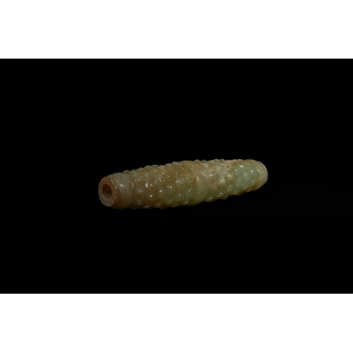 341 - A Chinese Hetian Jade Carved ‘Leizi’ Tube, Possibly Shang–Zhou Style. - A Chinese Hetian jade tube o... 