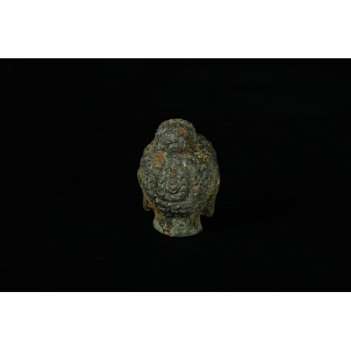 346 - A Chinese Tibetan Gilded Bronze Buddha Head, 19th Century or Later. - A fragmented head, likely repr... 