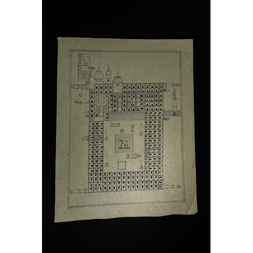 235 - An Ottoman Architectural Drawing of al-Masjid al-Aqsa (al-Haram al-Sharif), 20th Century,  - A recta... 