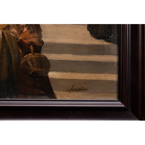 20 - A French School Oil on Canvas Depicting an Adjourned Court Scene, “Eagerly Awaiting the Outcome,” Si... 