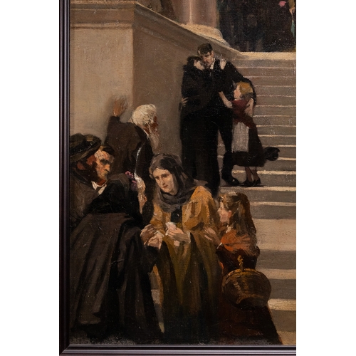 20 - A French School Oil on Canvas Depicting an Adjourned Court Scene, “Eagerly Awaiting the Outcome,” Si... 