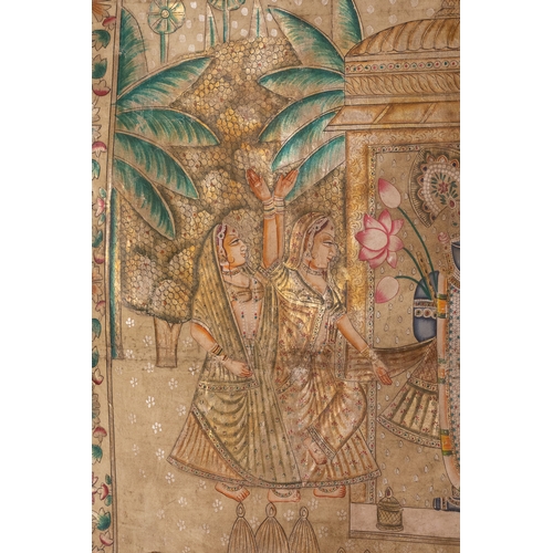 93 - An Indian Devotional Painting of Krishna with Gopis beneath a Pavilion, 19th-20th Century.

A finely... 