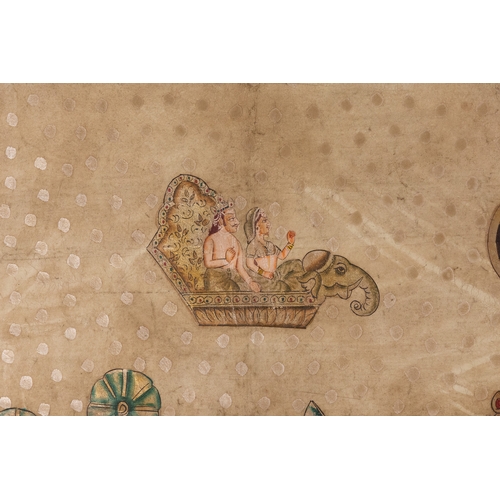 93 - An Indian Devotional Painting of Krishna with Gopis beneath a Pavilion, 19th-20th Century.

A finely... 