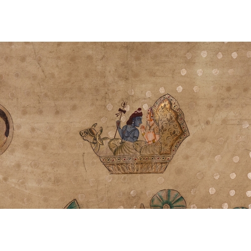 93 - An Indian Devotional Painting of Krishna with Gopis beneath a Pavilion, 19th-20th Century.

A finely... 