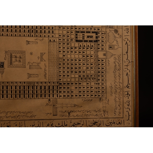 9 - A Large Ottoman Calligraphic Architectural Plan of Al-Masjid an-Nabawi (The Prophet’s Mosque), Medin... 
