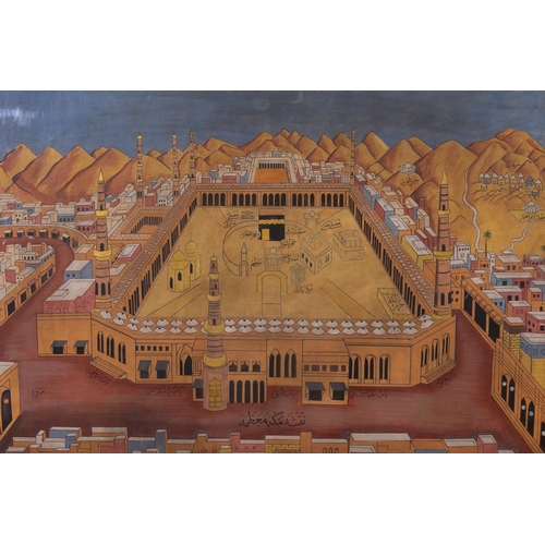 15 - An Islamic Pilgrimage Painting of the Masjid al-Haram in Mecca, 19th Century.

A richly detailed pai... 