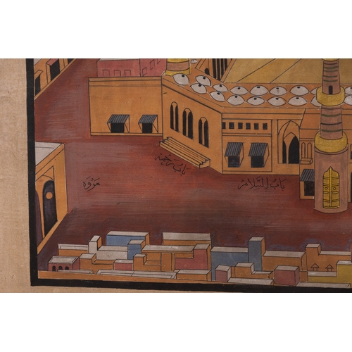 15 - An Islamic Pilgrimage Painting of the Masjid al-Haram in Mecca, 19th Century.

A richly detailed pai... 
