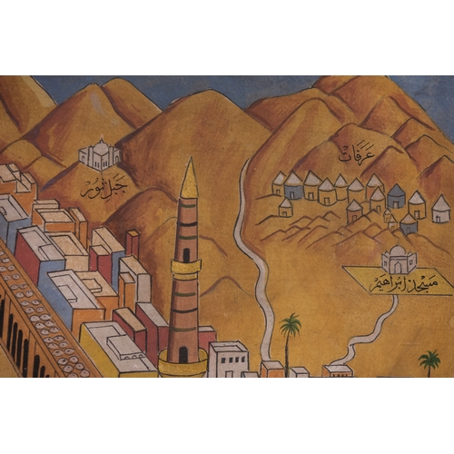15 - An Islamic Pilgrimage Painting of the Masjid al-Haram in Mecca, 19th Century.

A richly detailed pai... 