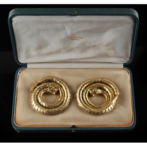 205 - A rare pair of 19th century Chinese yellow gold (tests 20ct) snake bracelets, approximately 161.7 gr... 