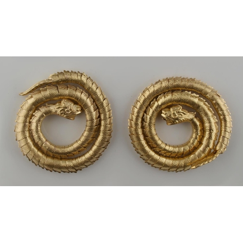 205 - A rare pair of 19th century Chinese yellow gold (tests 20ct) snake bracelets, approximately 161.7 gr... 