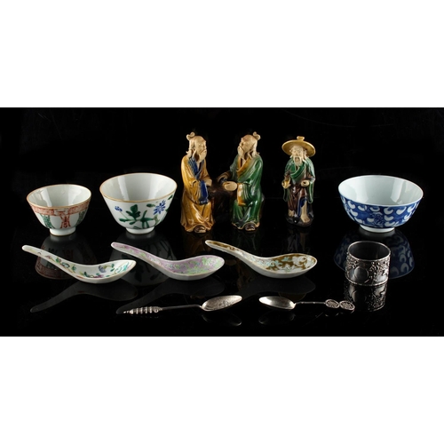 302 - Property of a lady - a quantity of assorted Chinese items including a silver napkin ring (a lot) (se... 