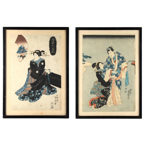 32 - Property of a lady - Utagawa Toyokuni I (1769-1825) - Man and Woman Kabuki actors - woodblock print,... 